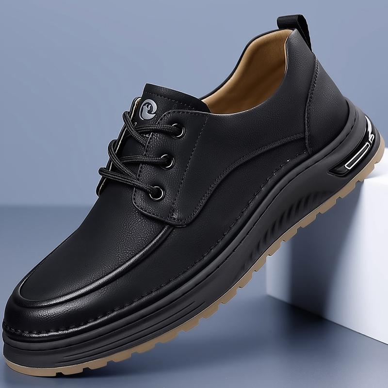 Men's Autumn And Winter New Lace-Up Casual Shoe Thick-Soled Anti-Slip Business Formal Shoe Comfortable Thick-Soled Walking Shoes
