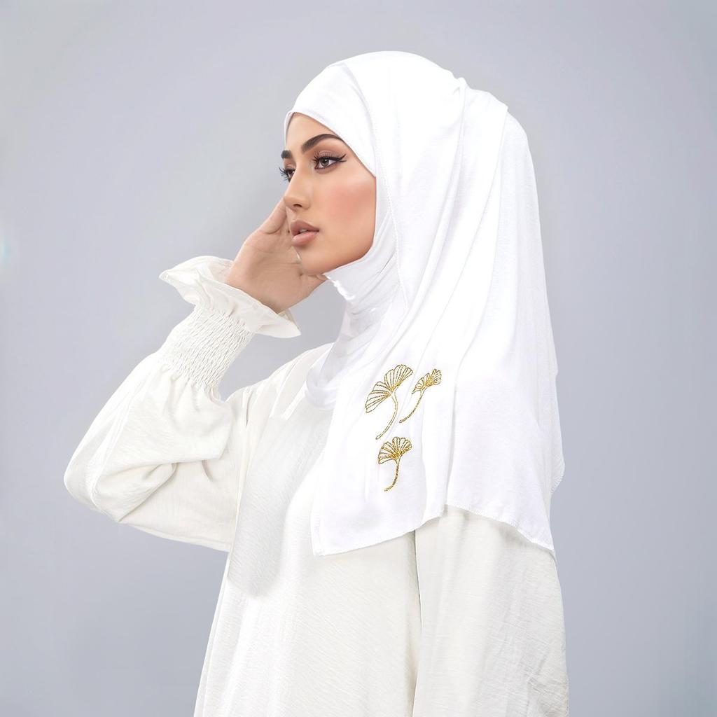 New Jersey Modal Scarf Hijab for Woman Gold Sprinkling Plain Soft Long Shawls Islam Headwraps Ramadan Prayer Turban