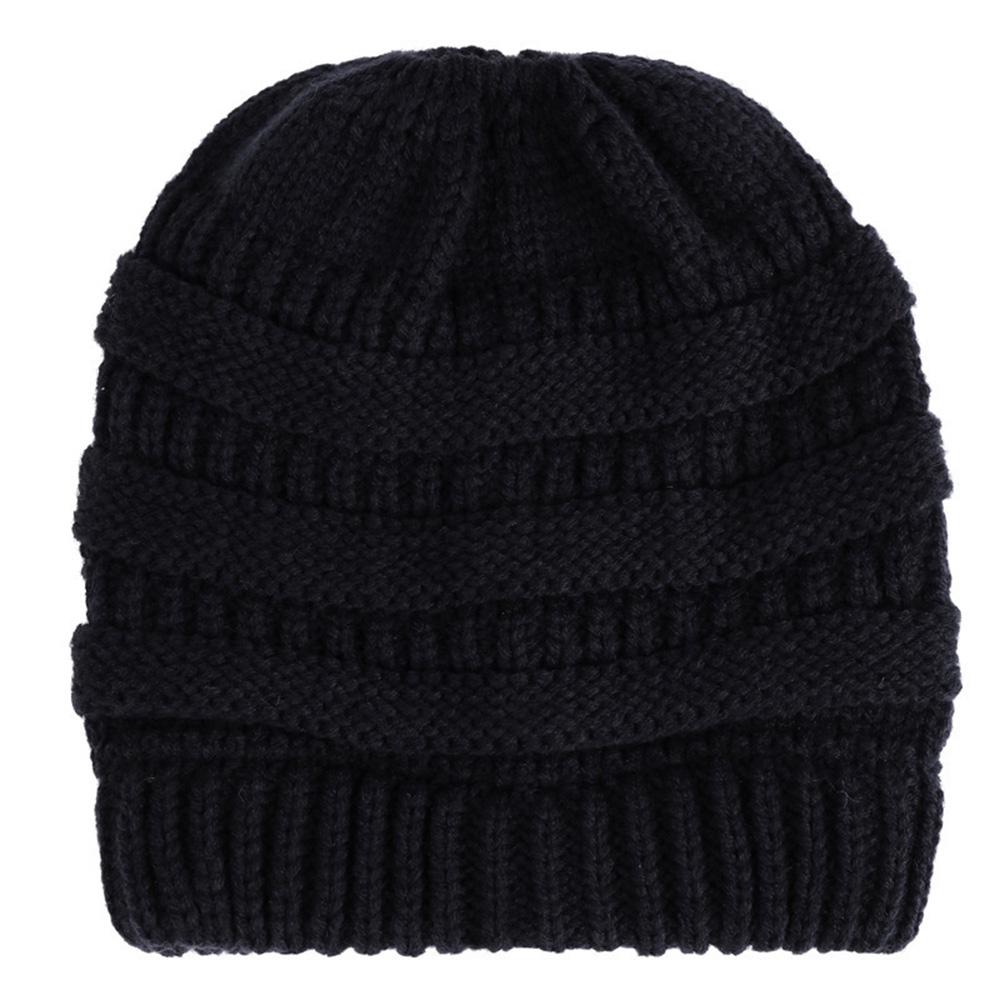 Ponytail Beanie Cap Knit Hat Skull Caps 