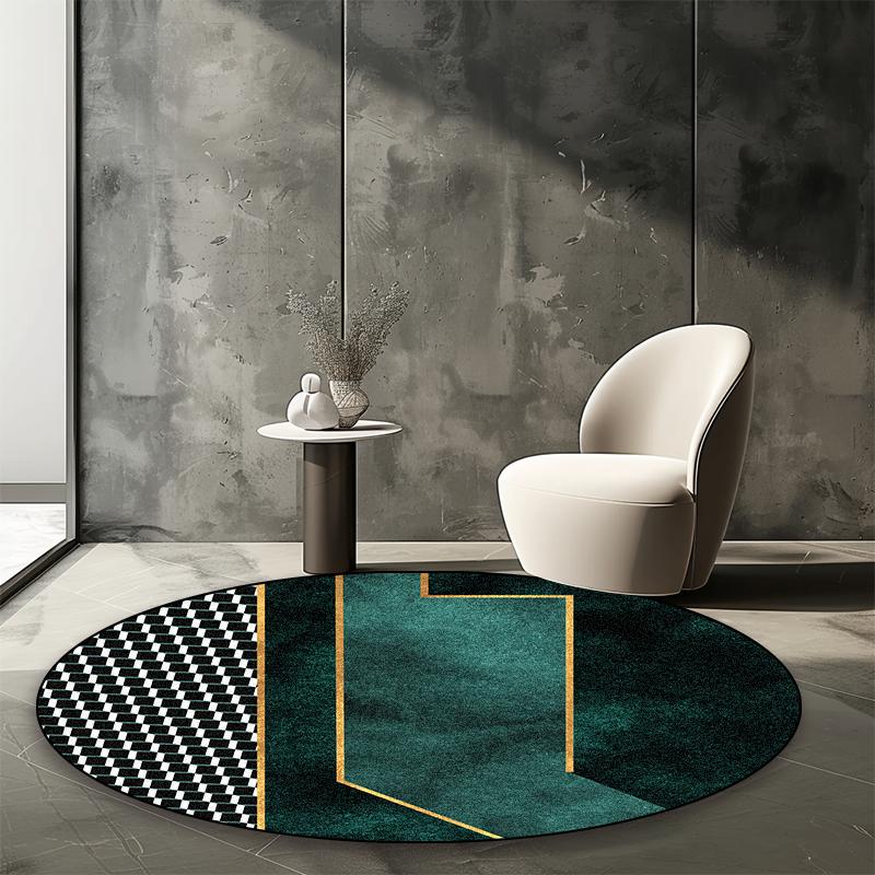 Modern Abstract Round Carpet Living Room Geometric Pattern Decor Area Rugs Coffee Tables Office Chair Non-slip Mats Customizable