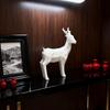 Christmas Reindeer Figurine 3D Printed Standing Deer Statues Small White/Gold Elk Sculpture for Fireplace Entryway Shelves Home Office