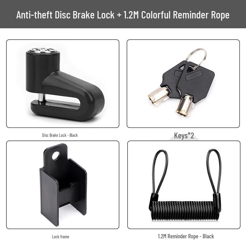 Motorcycle Bicycle Disc Brake Lock with Reminder Rope