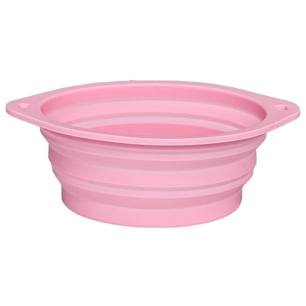 Large Capacity Foldable Silicone Bowl Double Ear Buckle Leak Proof Collapsible Dog Bowl Macaron Color Anti-slip