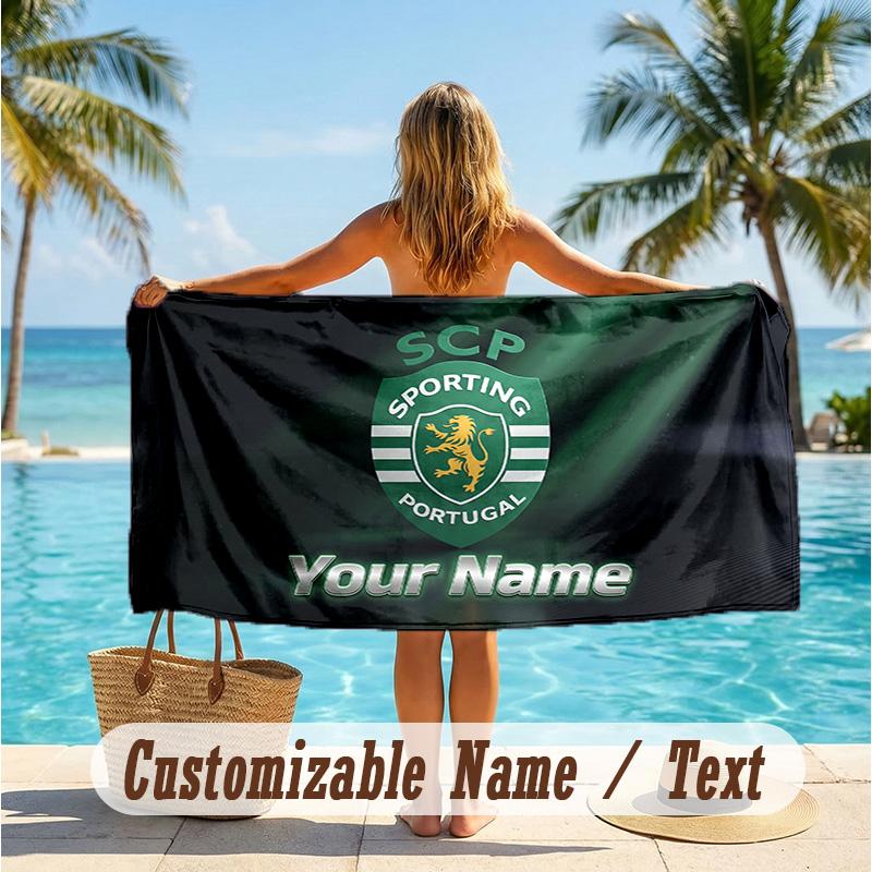 Custom Text Beach Towel, Soft Absorbent Swimming Multi-use TowelSporting CP