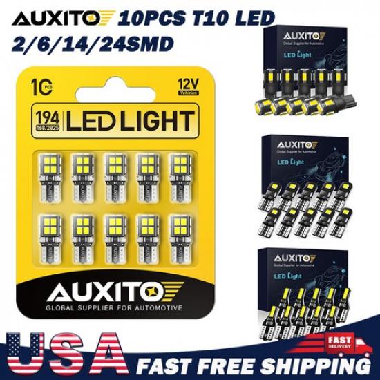 10X LED T10 AUXITO Interior, 2/6/14/24SMD Parker Light Plate Globes Number Light