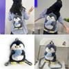 Cartoon Penguin Plush Backpack For Girls With Soft Faux Fur And Zip Closure