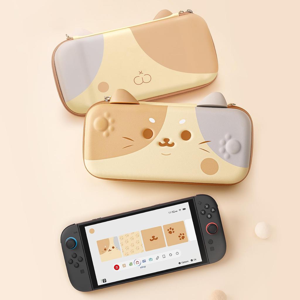 GeekShare Switch 2 Compatible with Nintendo Switch 2025 OLED Switch Storage Nintendo Switch and Earphone Full Thick Design for Birthday Cat Ear Design