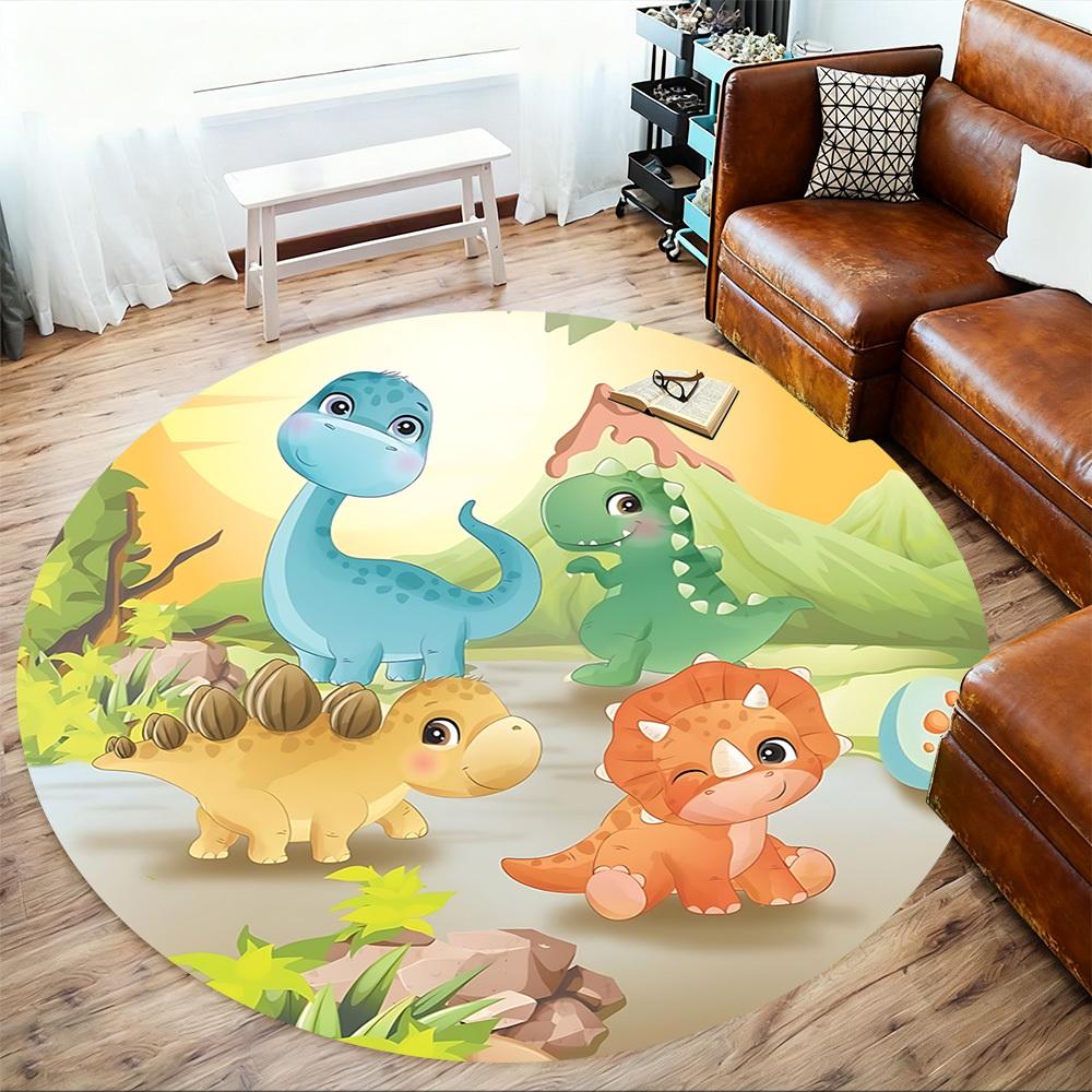 1pc dinosaur landscape Round Chair mat Area Rug - Non-Slip, Floor Mat for Office, Bedroom, and Indoor Decor c1125364