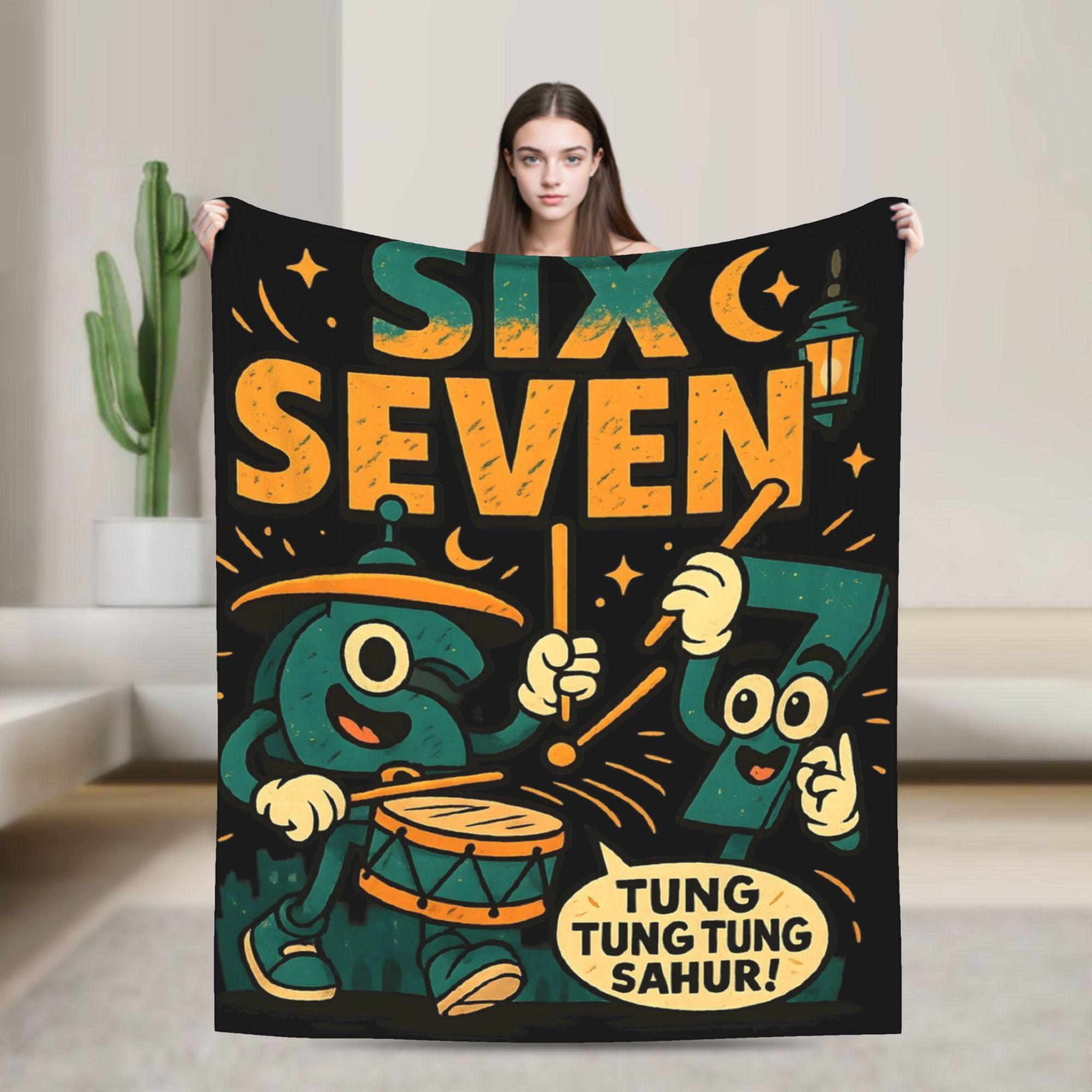 

67 Six Seven 6-7 Funny Italian Brainrot Fashion Blanket Multi-size Warm Cozy Fluffy Throw Fashion Blankets for Sofa Couch and Bed 100x150cm