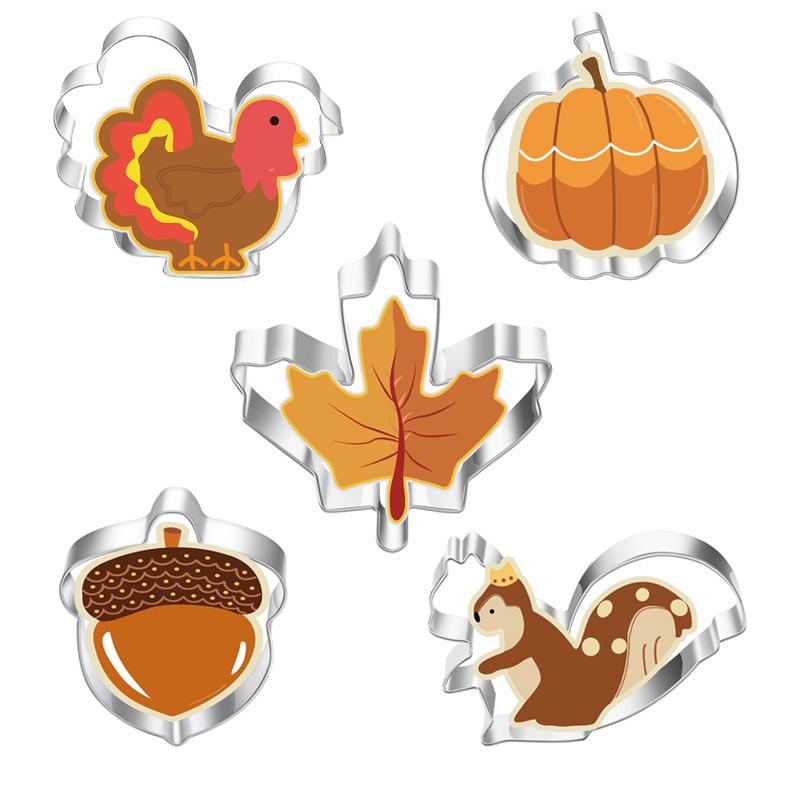 Thanksgiving and Cat-Shaped Cookie Cutter Stainless Steel Biscuit Molds for Baking Pastry Fondant Cake Decoration Kitchen Tools
