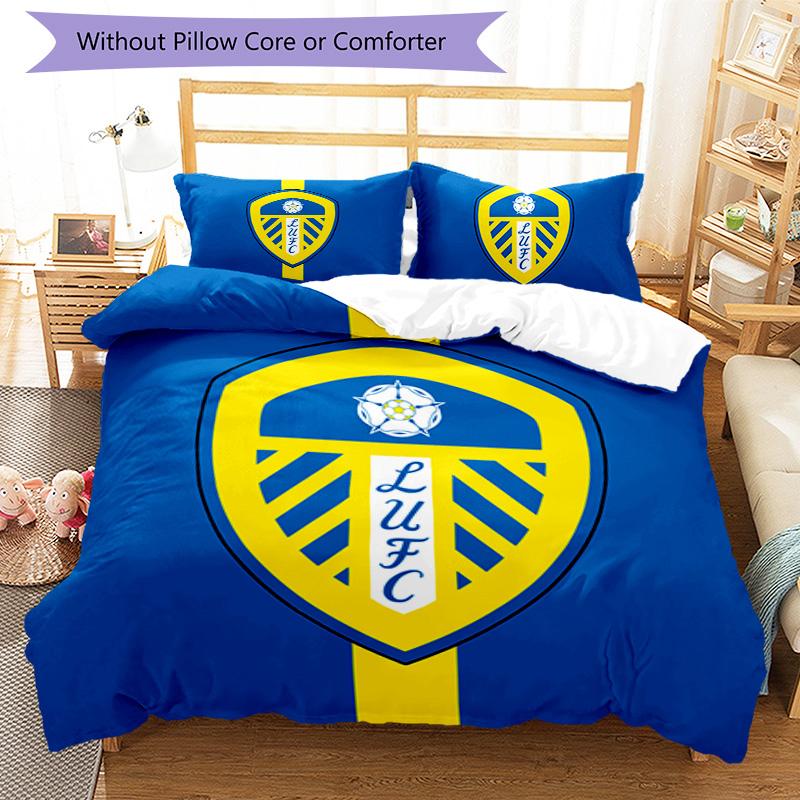 Leeds United Pattern Bedding,Quilt Set Quilt Cover Pillowcase Home Birthday Gift (1*duvet Cover+2*pillowcase,without Core)