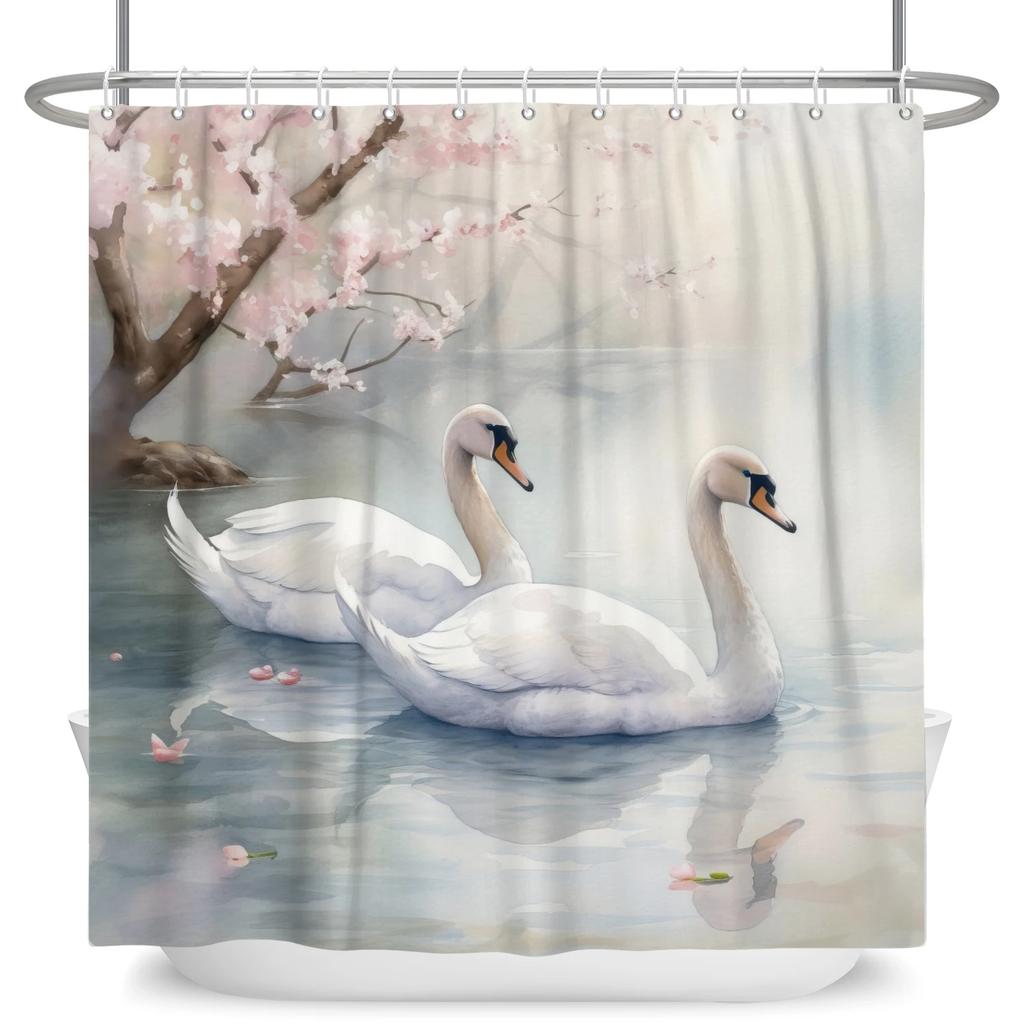 Elegant Flowers Shower Curtain Colorful Floral Shower Curtain Waterproof Polyester Bathroom Curtains Bathtub Decor with 12 Hooks