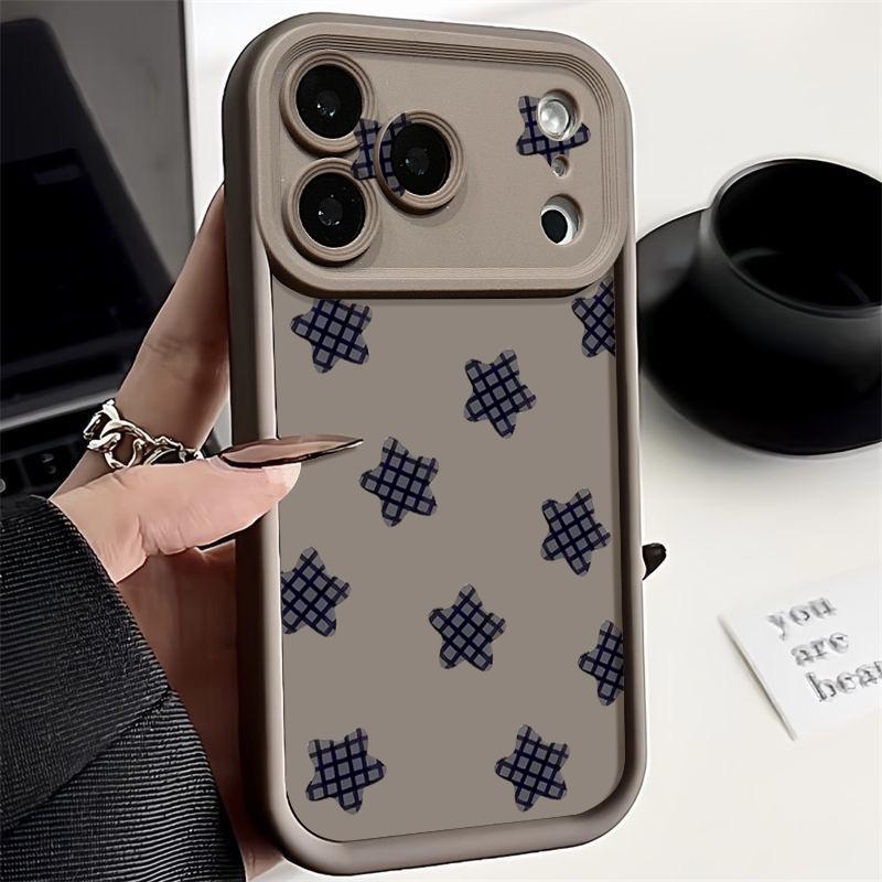 Plaid Pentagram Pattern Phone Case For iPhone 17 Air 16e 15 16 Pro Max 14 16 Plus 13 12 Pro Max 11 Soft TPU Silicone Back Cover
