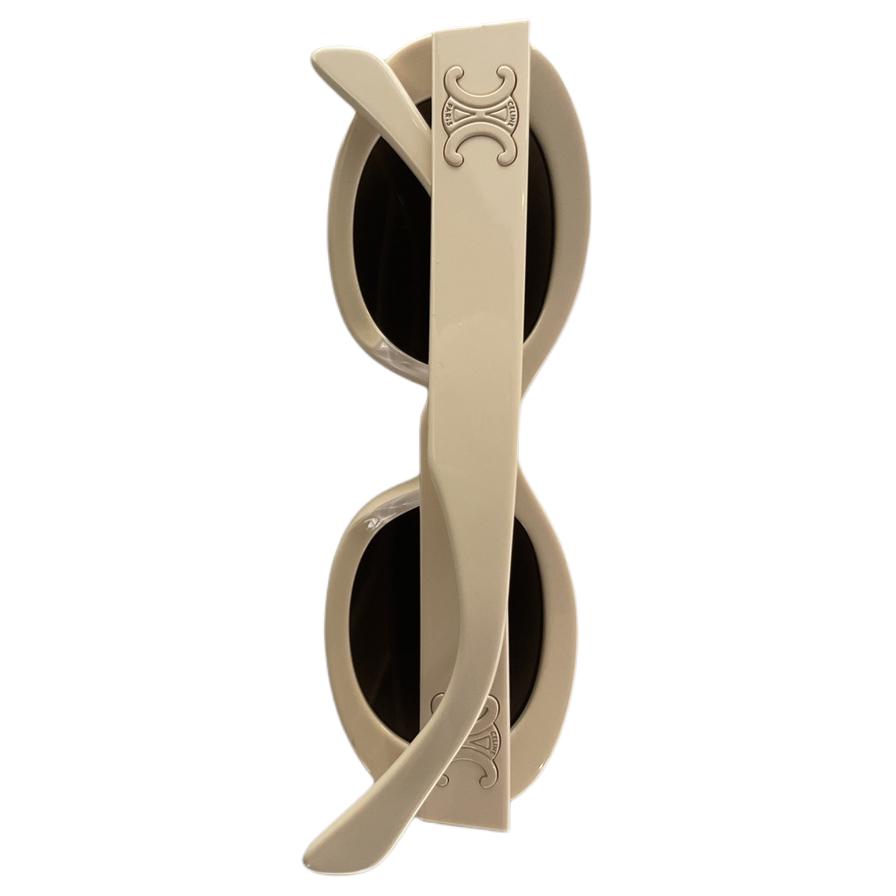 Celine Oval Sunglasses With Mirror Leg Pattern Design Women sunglasses White CL40194U5224E