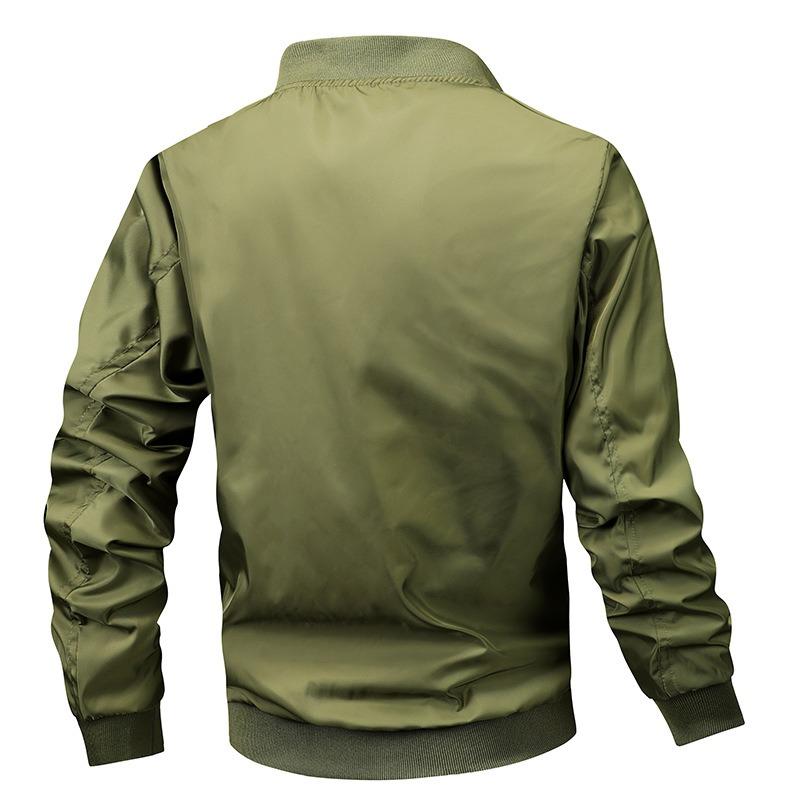 Spring and Autumn Men's Casual Single Jacket Pilot Baseball Clothing Blue Tooling Trend Jacket Military Fan Stand-up Collar Trend Brand