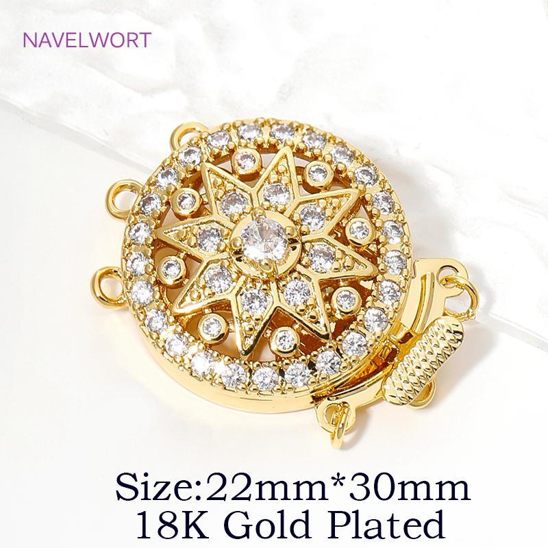 

Trendy 18K Gold Plated Large Round Safety Clasp Fasteners with Zircon Lock Clasps Connector For DIY Jewelry Making Supplies 1 piece
