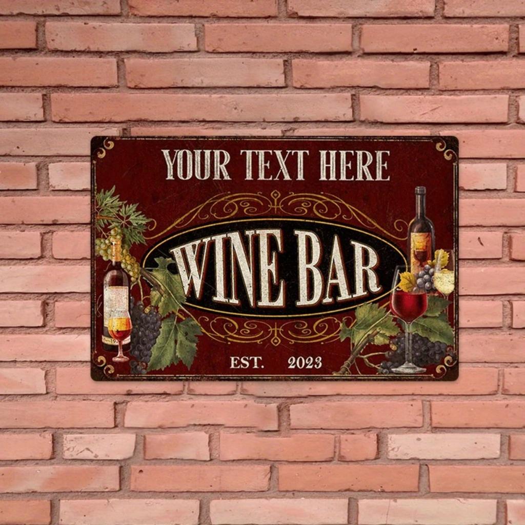 Letrero Metálico Personalizado para Bar de Vinos Nombre Personalizado Decoración Rústica para Bodega Bodega