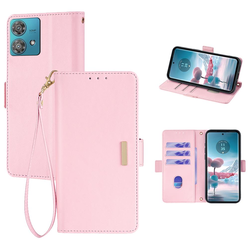 For Motorola Edge 40 Neo 5G Leather Wallet Case RFID Blocking Stand Cover with Hand Strap