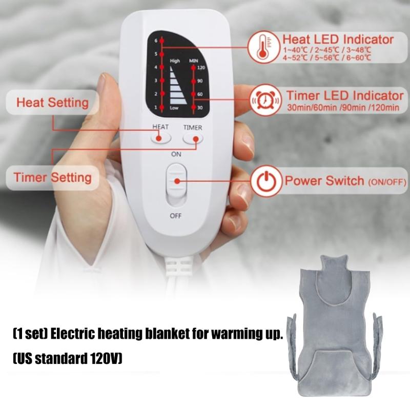 Large Electric Heating Pad For Muscle Relaxation Full Back Coverage Flannel Fabric With Safety Shut Off 120V