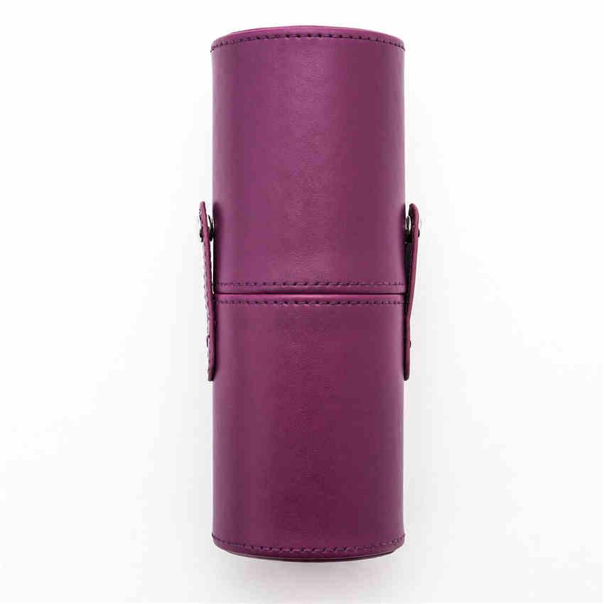 Portable Makeup Brushes Round Pen Holder Cosmetic Case Leather Cup Brush Holder Storage Tube