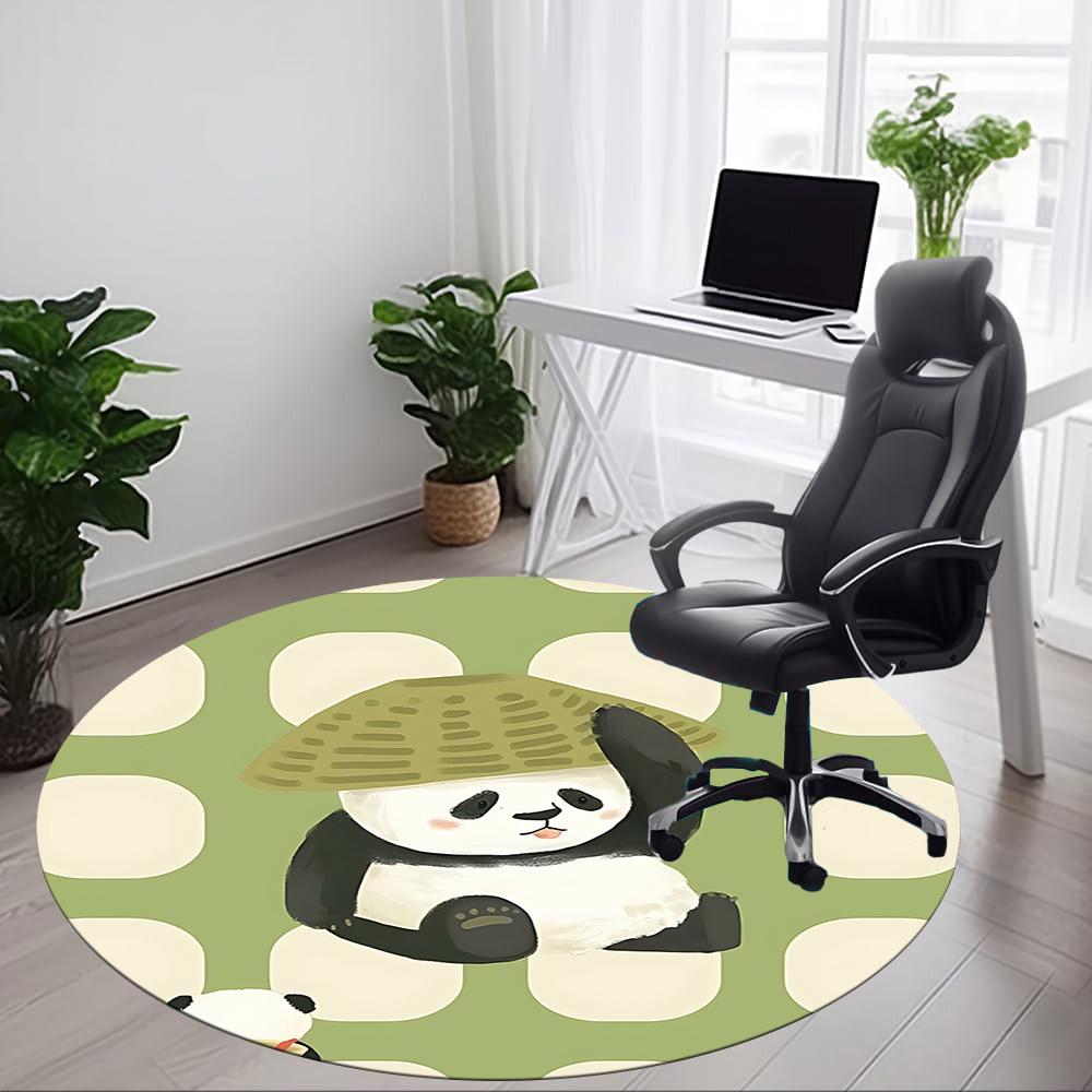 1pc Panda Pattern Office Round Area Rug, Indoor Mat Suitable For Office, Under Office Chairs Bedroom Living Room Home Decor, Room Deco