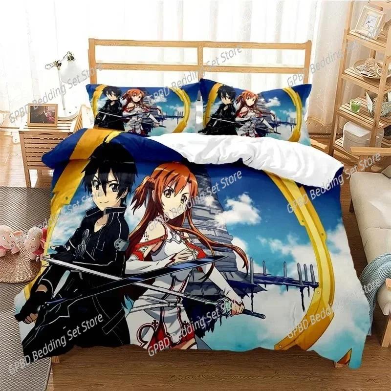 Cartoon Asuna Sword Art Online Bedding Set Single Twin Double Queen King Cal King Size Bed Linen Set