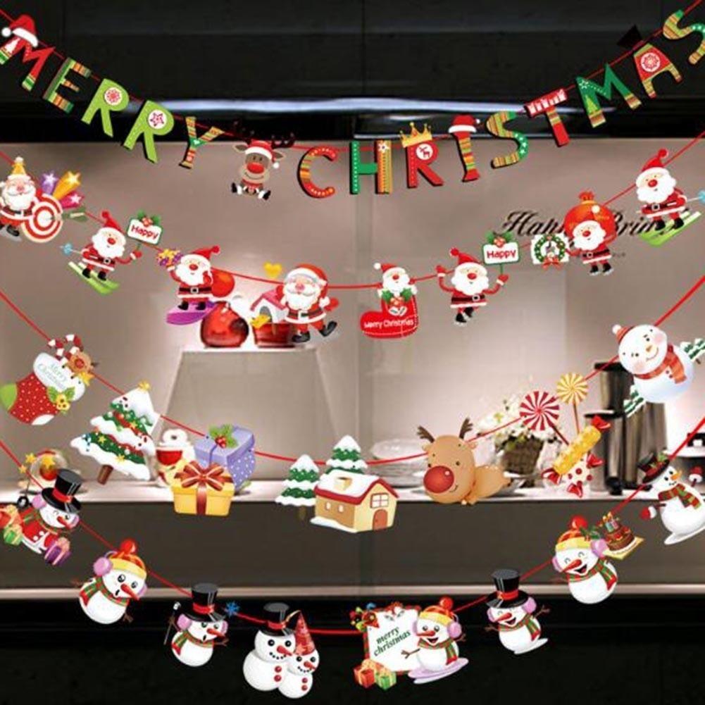 7 Styles New Cartoon Pull Flag Christmas Flag Christmas Decoration Supplies Birthday Wedding Decoration Hanging Flag