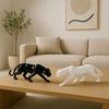 Modern Black & White Geometric Shape Panther for Home Decor (Pack of 2, White & Black)