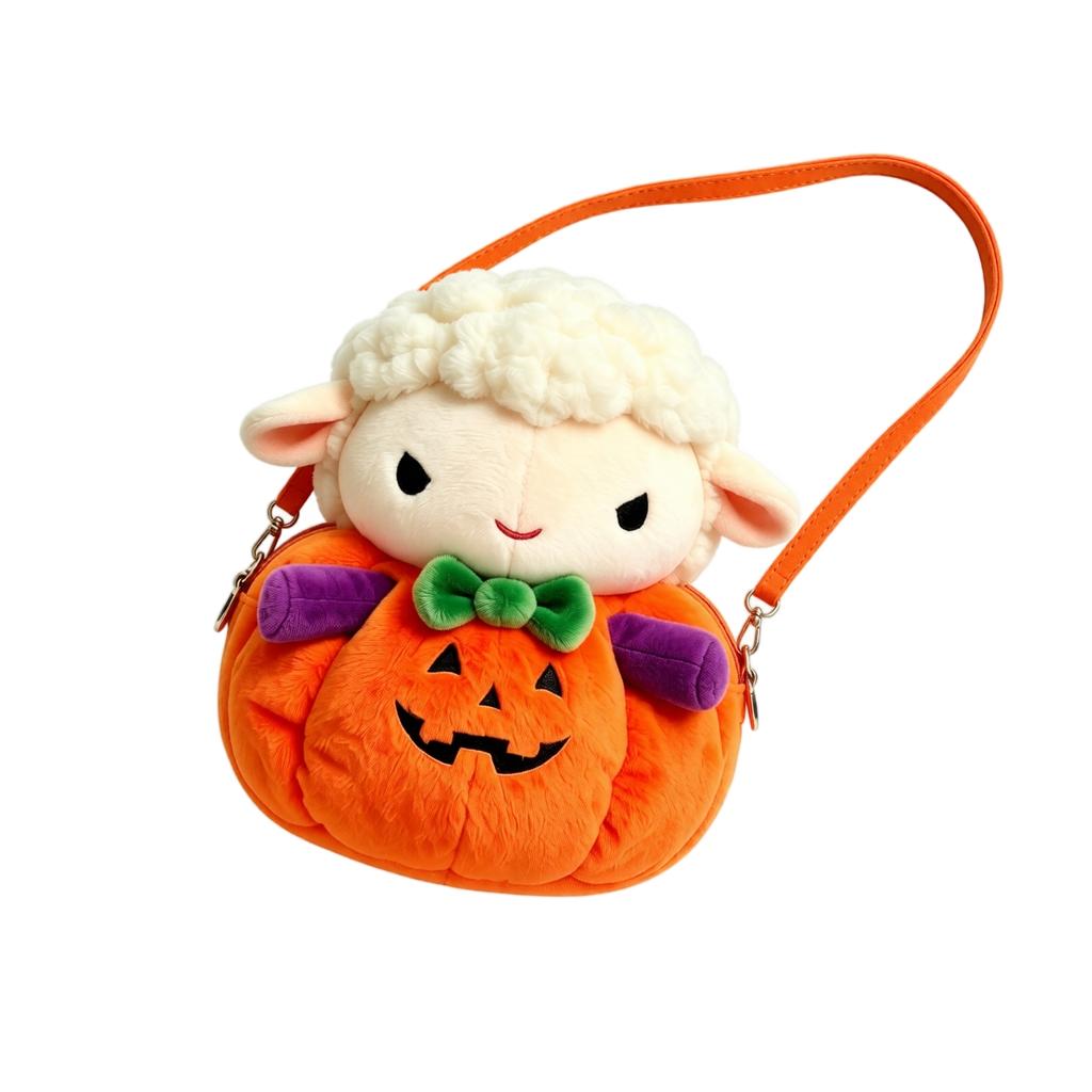 Funny Halloween Pumpkin Face Plush Toy Bag for Holiday Decor and Gift