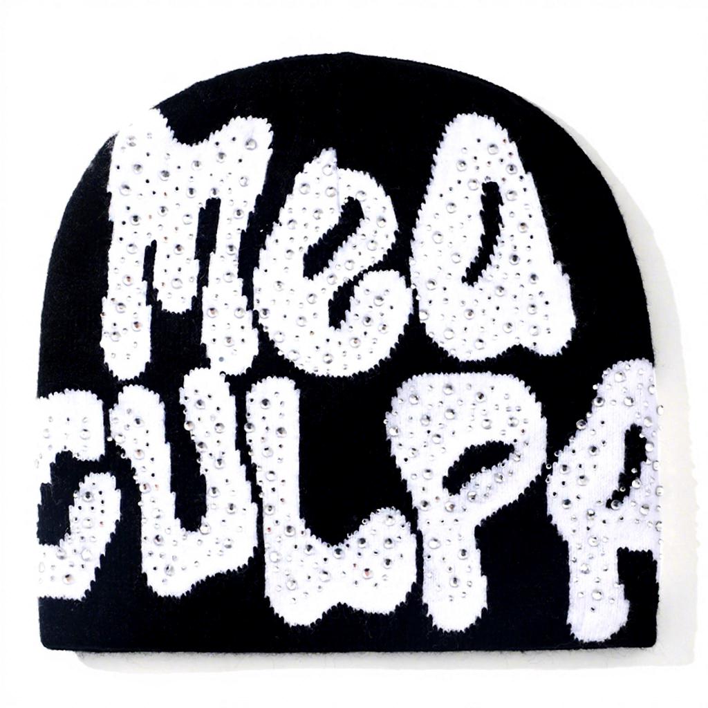 Custom Hat Manufacturer Women's Knitted Hat Designer Beanie Unisex Winter All-Over Print Acrylic Cuffed Dot Fruit Bows