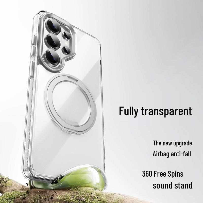 

Samsung S26 Ultra Magnetic Phone Case with Rotating Bracket and Transparent Cover for S25 Plus Standard