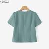 ZANZEA Women Casual V-Neck Summer Short Sleeve Blouse