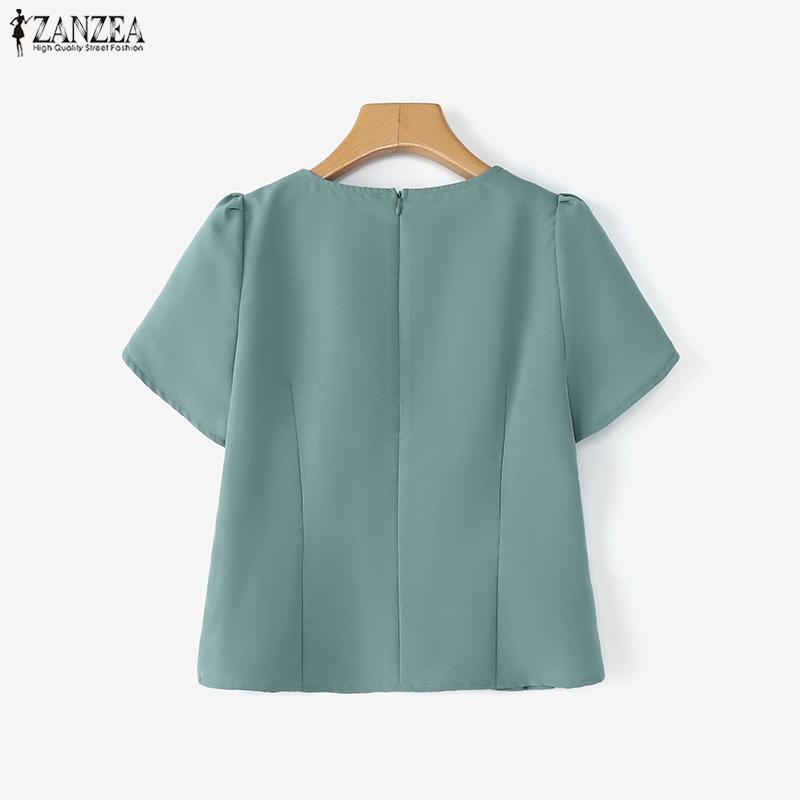 ZANZEA Women Casual V-Neck Summer Short Sleeve Blouse