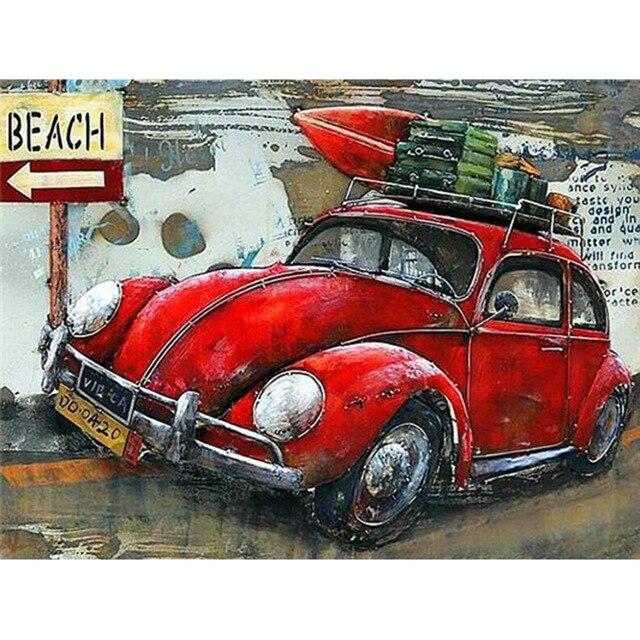 5D-Diamant-Stickerei zum Selbermachen, Bus, Diamant-Gemälde, Kreuzstich, Kunsthandwerk, Diamant-Mosaik-Set, komplett, quadratisch, rund, Strass, Heimdekoration