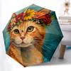 1pc Flower Crown Cat Automatic Folding Umbrella - 8-Rib Compact Travel Umbrella Durable & Portable for Outdoor Use, Perfect Gift for Birthdays082