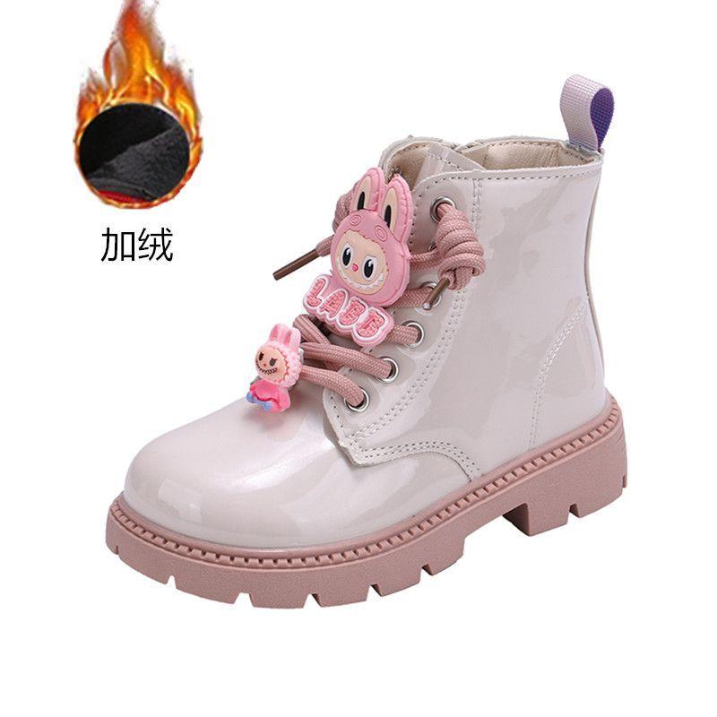 

Модные и милые короткие ботинки для девочек, детские флисовые ботинки на осень и зиму 36