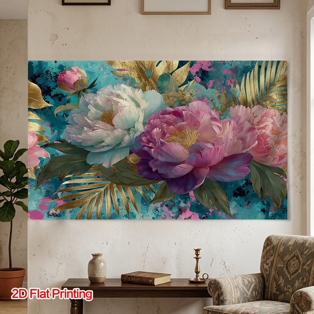Large Abstract Tropical Floral Wall Canvas Print Peony Watercolor Flower Art Boho Style Home Decoration Canvas Wall Decor