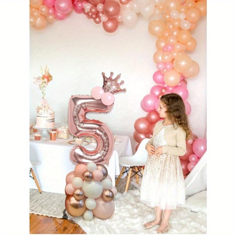 32-Inch Rose Gold Number 0-9 Balloons, Mini Rose Gold Crown, Birthday Party Decoration Supplies For 1st Birthday, Women Birthday