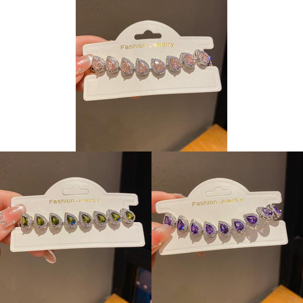 Copper Zircon Water Drop Bracelet For Women With Elegant Casual Style