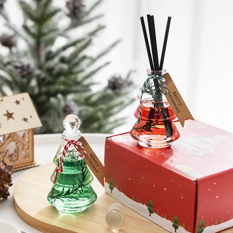 1PC Flameless Souvenir Aromatherapy Fresh Gift Box Ornament Glass Indoor Fragrance Long-lasting Christmas Tree Home