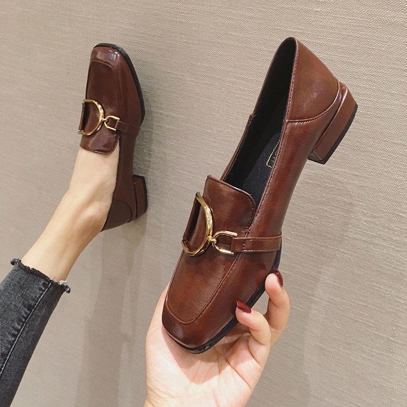 

Размер 35-43, весенне-осенние лоферы, повседневная обувь, женская кожаная обувь, одинарные туфли на плоской подошве, туфли-лодочки 34 коричневый
