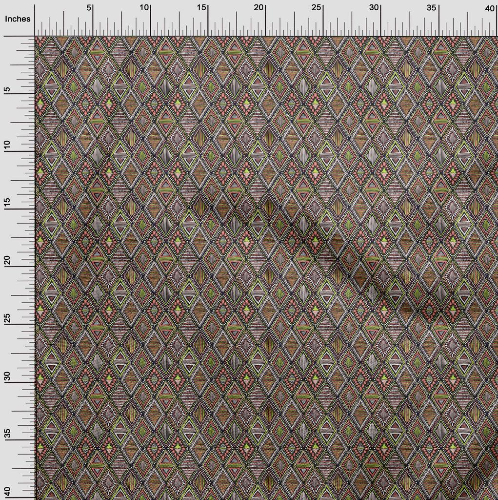 oneOone Cotton Flex Green Fabric Tribal Quilting Supplies Print Sewing Fabric by The Yard 40 Inch
