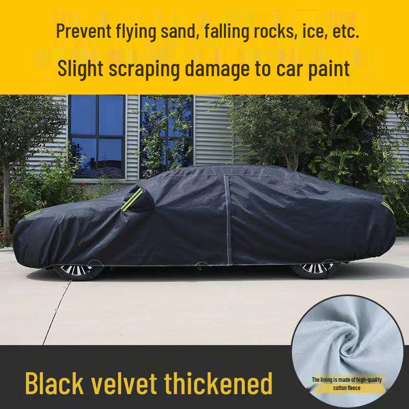 Oxford Cloth Universal Car Cover with Sun, Heat, and Hail Protection Black 3-layer Thickened Oxford Cloth All-Season