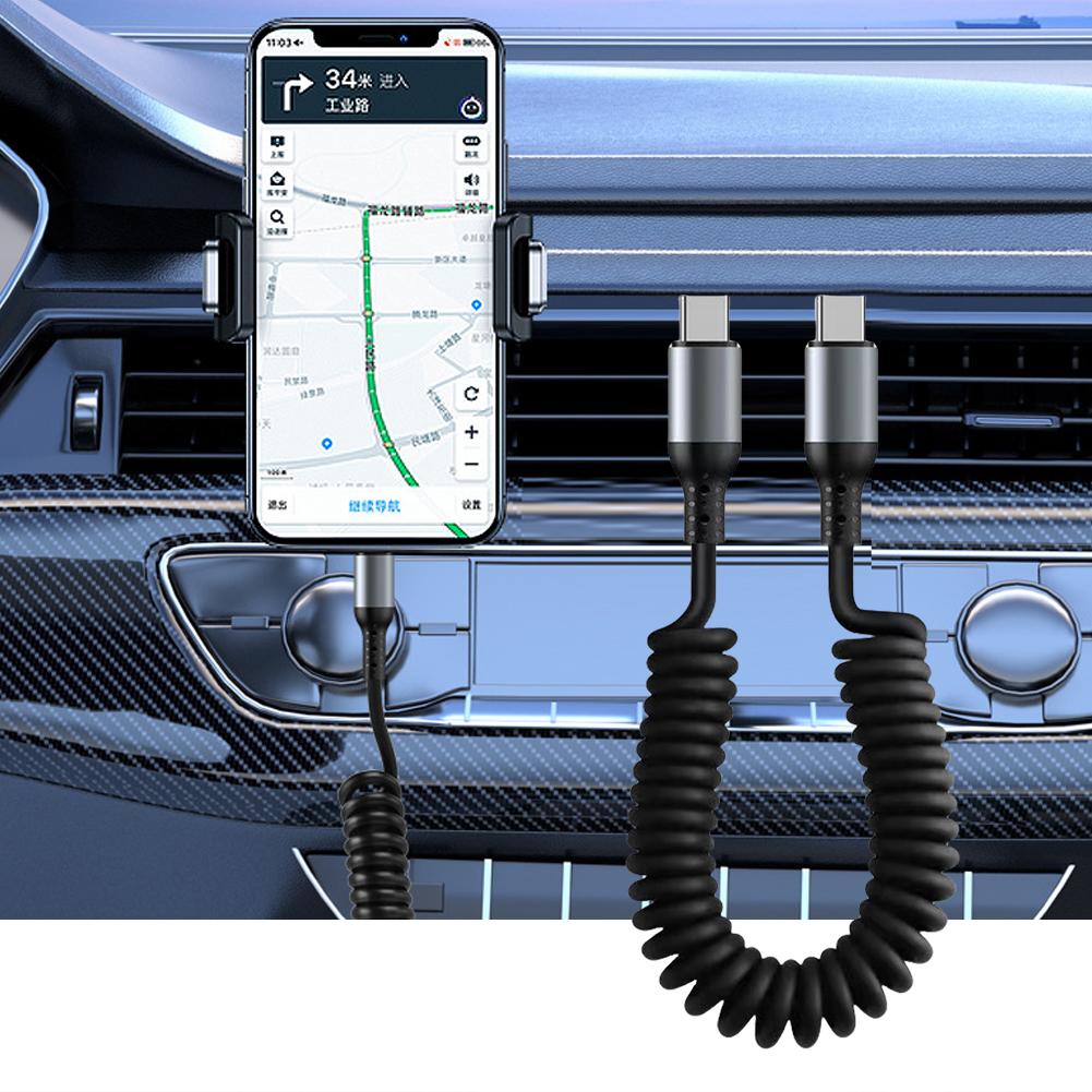 1/2PCS 100/27/66W Spring Short Data Cable 6A Spring Data Cable Charger for Huawei/Xiaomi/Samsung for iPhone 15/14/13/12