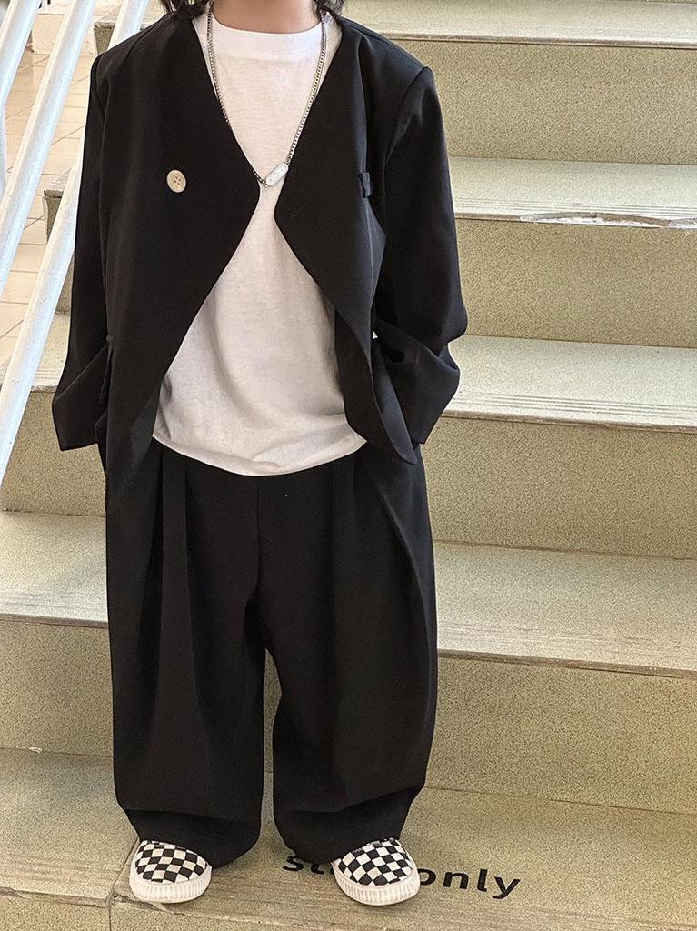 Boys' Spring 2026 Stylish Loose Suit Set - Formal Jacket Trend