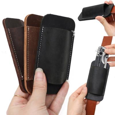 Yousheng Leather Knife Sheath Men EDC Organizer Retro Belt Carrying Knife Holder Pocket Folding Knife Holster Horizontal Scabbard for Adventurers Belt