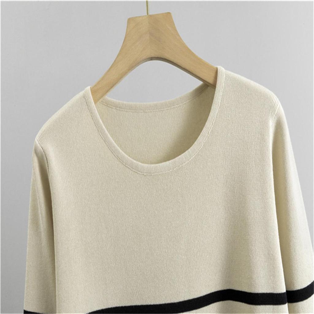 Spring Casual Fashion Suit Fashionable Striped Knitted Top Wide Leg Pants Two Piece Set for Women