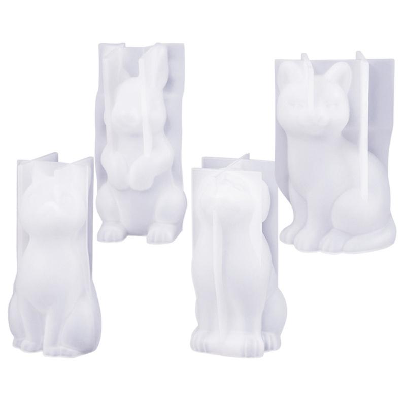 3D Tier Kerzenform, Katze Hund Kaninchen Kerzenform für DIY Kerzen Gipsornamente Heimdekorationen, Epoxidharz Gießen