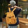 Vintage Plaid Men's Backpack Student Backpack Color Block Women's Schoolbag