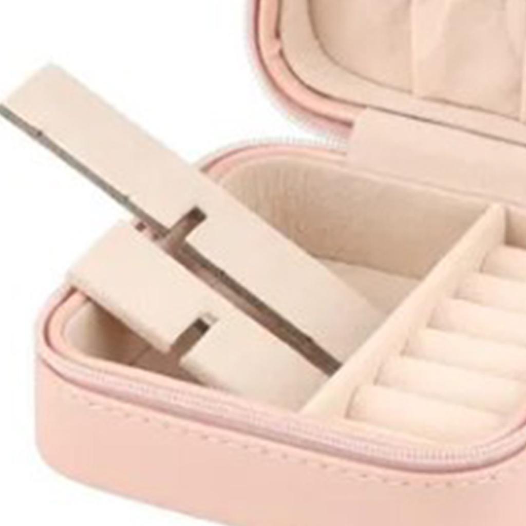 Small Jewelry Storage Box Minimalist PU Leather Portable Travel Jewelry Organizer Pink